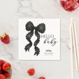 Black Bow Baby Dusche Coquette Ribbon Serviette