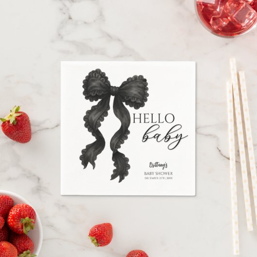 Black Bow Baby Dusche Coquette Ribbon Serviette (Beispiel)