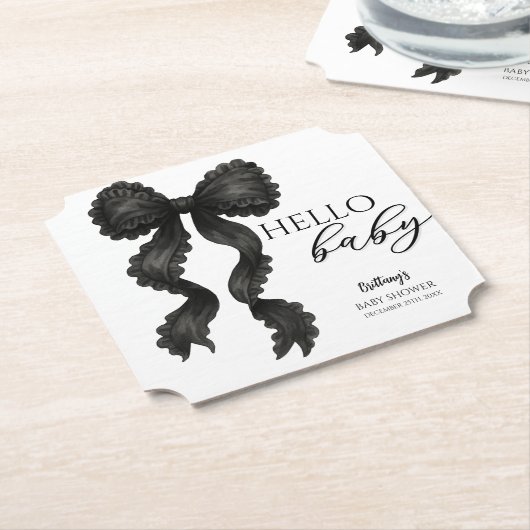 Black Bow Baby Dusche Coquette Ribbon Untersetzer (angewinkelt)