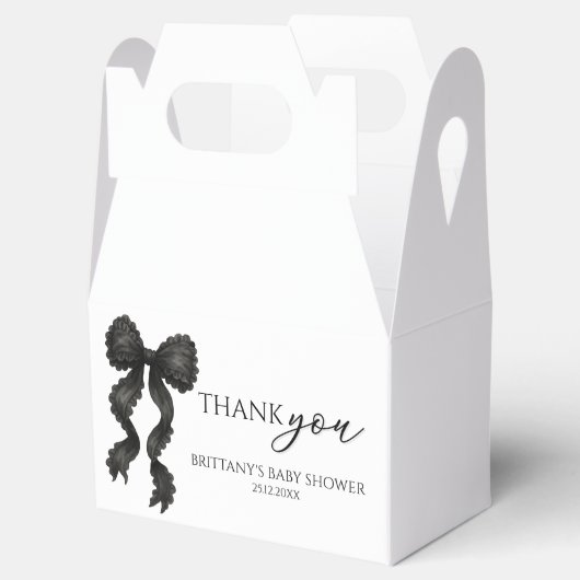 Black Bow Baby Dusche Danke Geschenkschachtel (Geöffnet)
