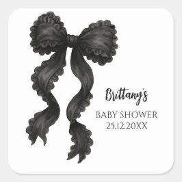 Black Bow Baby Dusche Quadratischer Aufkleber