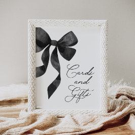 Black Bow Baby Duschkarten und Geschenkschild Poster