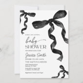 Black Bow Baby Shower Einladung (Vorderseite)