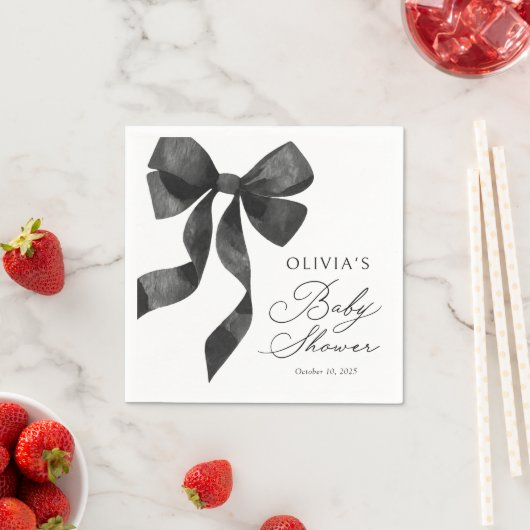 Black Bow Baby Shower Serviette (Beispiel)