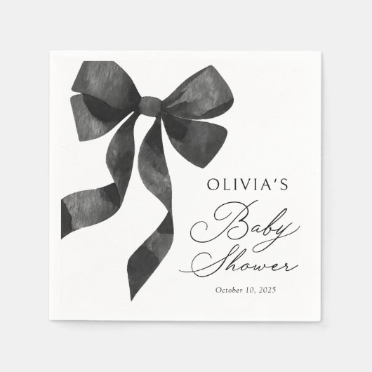 Black Bow Baby Shower Serviette (Vorderseite)