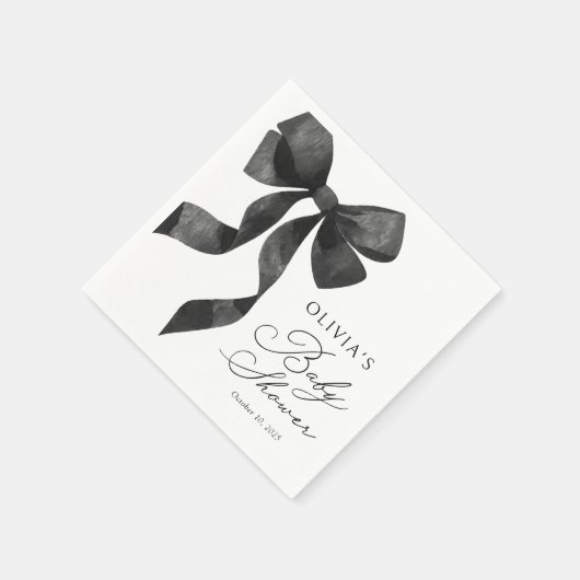 Black Bow Baby Shower Serviette (Ecke)