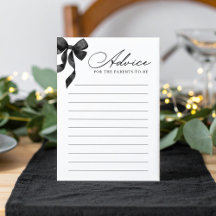 Black Bow Baby Showkarte