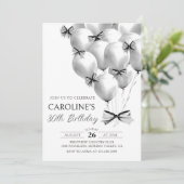 Black Bow Balloons Einladung zum Geburtstag (Stehend Vorderseite)