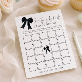 Black Bow Bingo Bridal Shower Game Card Einladung
