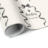 Black Bow Birthday Any Age Geschenkpapier (Rolleneckpunkt)