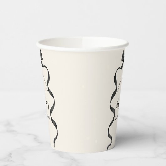 Black Bow Birthday Any Age  Pappbecher (Links)