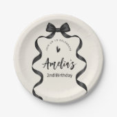 Black Bow Birthday Any Age  Pappteller (Vorderseite)