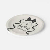 Black Bow Birthday Any Age Pappteller (Schrägansicht)