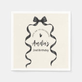 Black Bow Birthday Any Age  Serviette (Vorderseite)