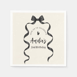 Black Bow Birthday Any Age  Serviette