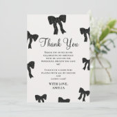 Black Bow Birthday Danke, Card Dankeskarte (Stehend Vorderseite)