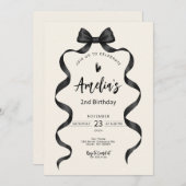 Black Bow Birthday jeder Alterseinladung Einladung (Vorne/Hinten)
