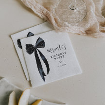 Black Bow Birthday Party Napkins