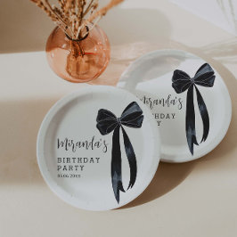 Black Bow Birthday Party Pappteller