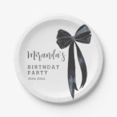 Black Bow Birthday Party Pappteller (Vorderseite)