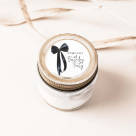 Black Bow Birthday Party Runder Aufkleber