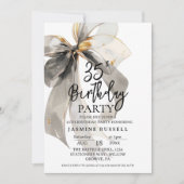 Black Bow Birthday Party Woman Einladung (Vorderseite)