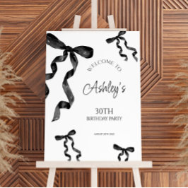 Black Bow Birthday Welcome Sign