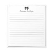 Black Bow Border Handwritten Custom Name Lined  Notizblock (Vorderseite)