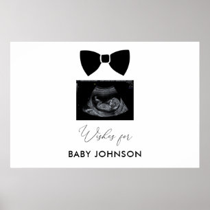 Black Bow Boy Baby Shooting Guest Book Sign Poster