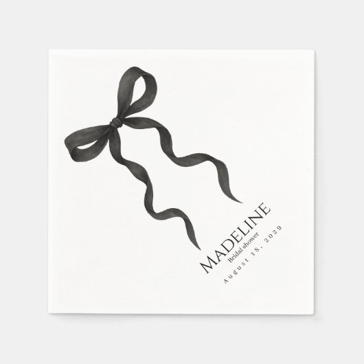 Black Bow Brautparty Napkins | Eleganter Cocktail Serviette (Vorderseite)