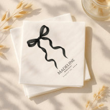 Black Bow Brautparty Napkins | Eleganter Cocktail