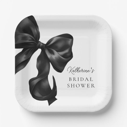Black Bow Brautparty Pappteller (Vorderseite)