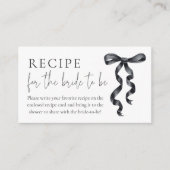 Black Bow Brautparty Rezept für die Braut zu sein Begleitkarte (Vorderseite)