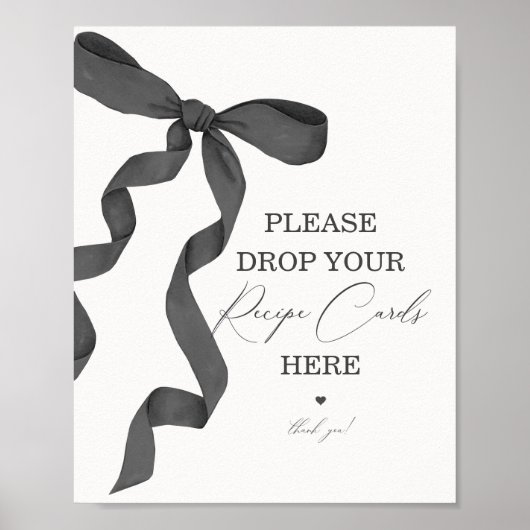 Black Bow Brautparty Share a Rezept Card Sign Poster (Vorne)