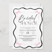Black Bow  Bridal Shower Invitation Einladung (Vorderseite)