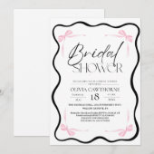 Black Bow  Bridal Shower Invitation Einladung (Vorne/Hinten)