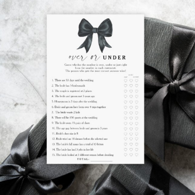 Black bow bridal shower Over or under game (Von Creator hochgeladen)