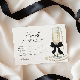 Black Bow Bridal Shower Pearls of Wisdom Game Card Mitteilungskarte