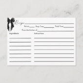 Black Bow Bridal Shower Recipe Card Begleitkarte (Vorderseite)