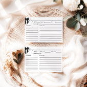 Black Bow Bridal Shower Recipe Card Begleitkarte