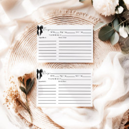 Black Bow Bridal Shower Recipe Card Begleitkarte