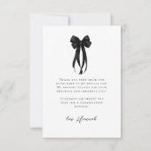 Black Bow Bridal Shower Thank You Card Dankeskarte (Rückseite)