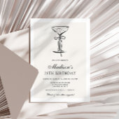 Black Bow Champagne Coupe Birthday Invitation Einladung