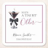 Black Bow Cherry Drink 'A tini bit Older' Birthday Rechteckiger Pappuntersetzer (Vorderseite)