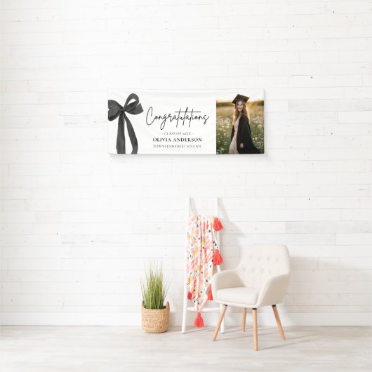 Black Bow Coquette Abschluss Gratulation Banner (Insitu)