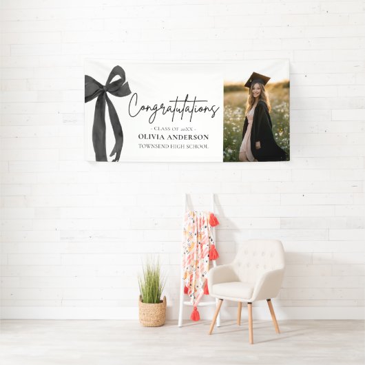 Black Bow Coquette Abschluss Gratulation Banner (Insitu)