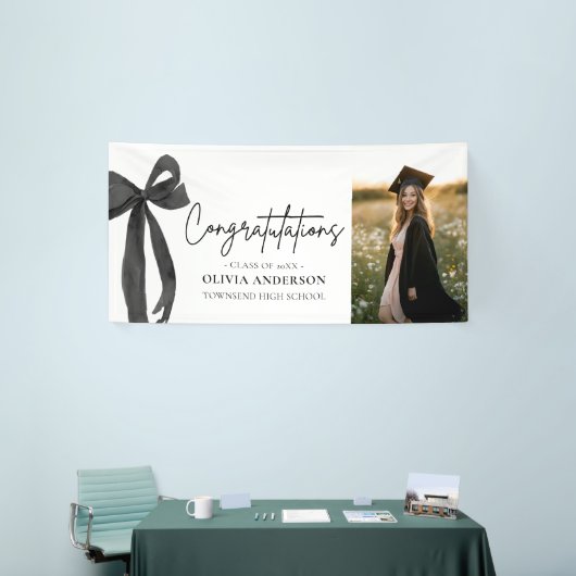 Black Bow Coquette Abschluss Gratulation Banner (Messeveranstaltung)