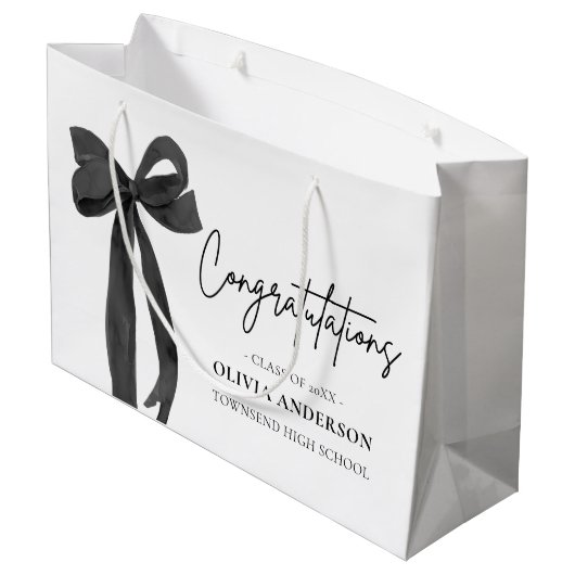 Black Bow Coquette Abschluss Gratulation Große Geschenktüte (Rückseite Schrägansicht)