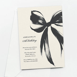 Black Bow Coquette Birthday Invitation Einladung