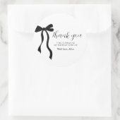 Black Bow Coquette Birthday Thank You Classic Roun Runder Aufkleber (Tasche)